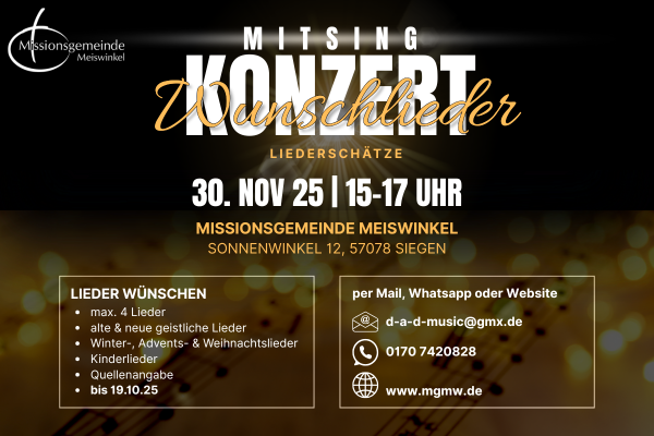 Wunschlieder und Mitsingkonzert am 30.11.2025